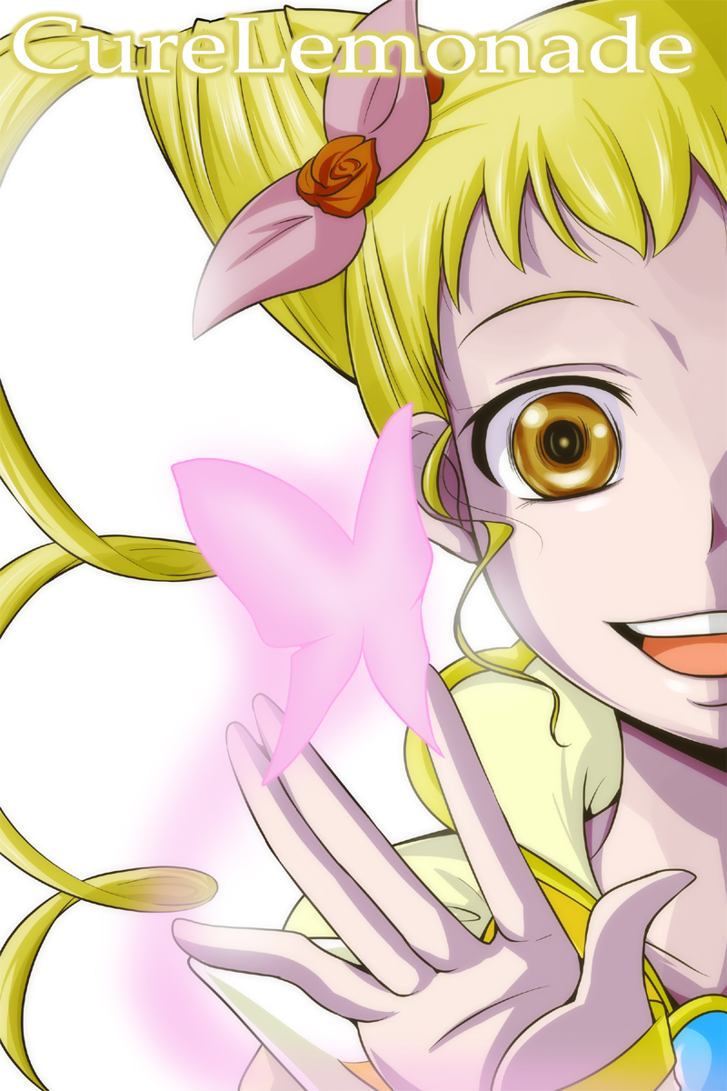 kasugano urara and cure lemonade (precure and 1 more) drawn by nishi_koutarou