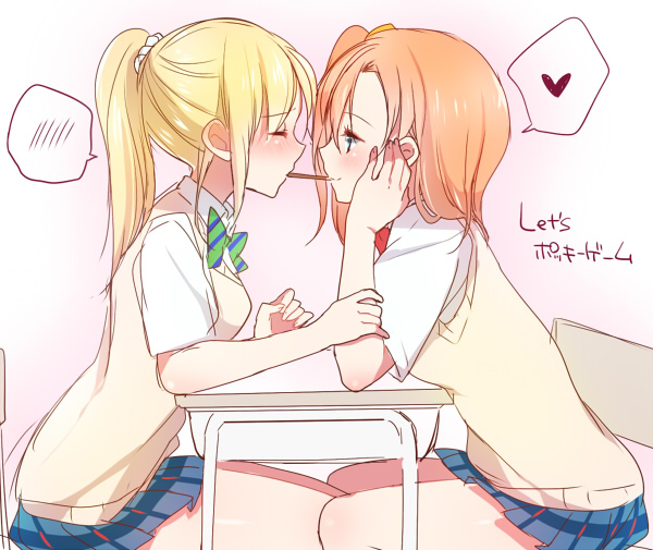ayase eli and kosaka honoka (love live! and 1 more) drawn by mizukikushou