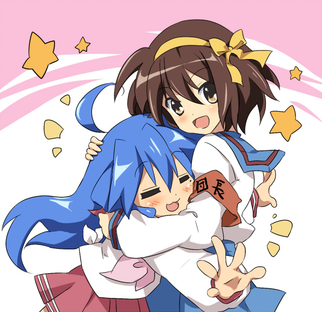 suzumiya haruhi, izumi konata, and hirano aya (suzumiya haruhi no yuuutsu and 1 more) drawn by maruki_(punchiki)