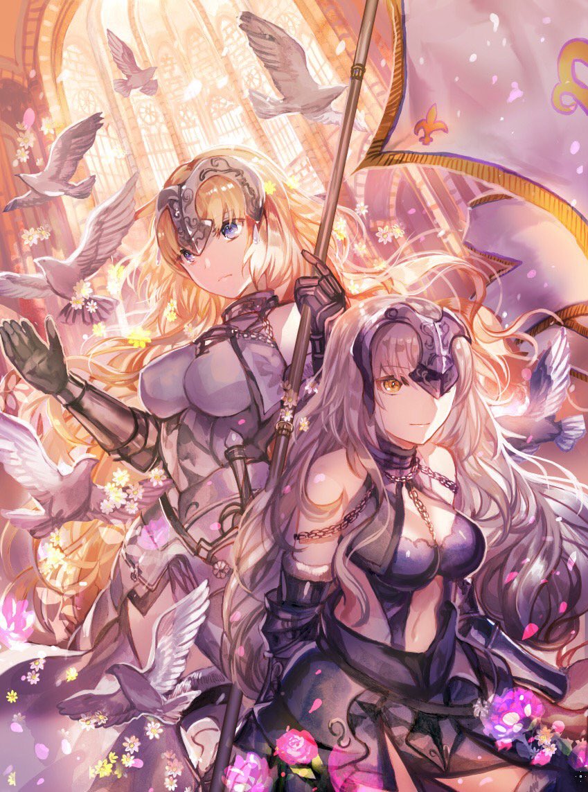 jeanne d'arc and jeanne d'arc alter (fate and 1 more) drawn by rioka_(southern_blue_sky)