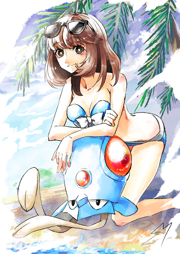 tentacool and swimmer (pokemon and 1 more) drawn by sarusaru_naoto