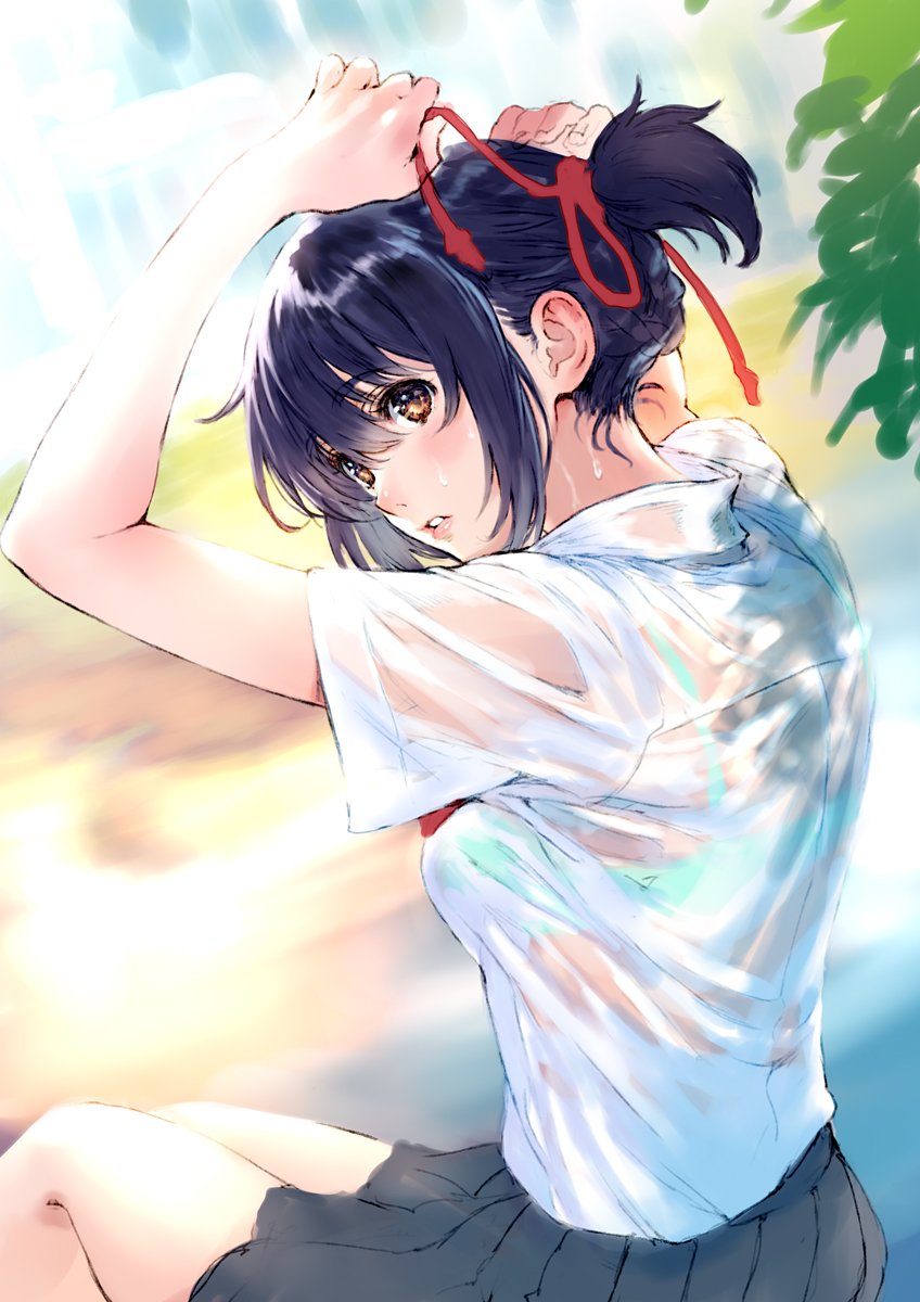 miyamizu mitsuha (kimi no na wa.) drawn by makimura_shunsuke
