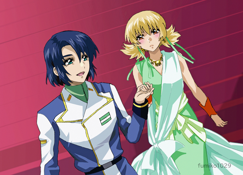 cagalli yula athha and athrun zala (gundam and 2 more) drawn by fumiko_(mesushi)
