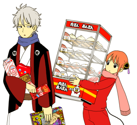 sakata gintoki, kagura, and elizabeth (gintama and 1 more) drawn by manami_(marumaru_eeyan)