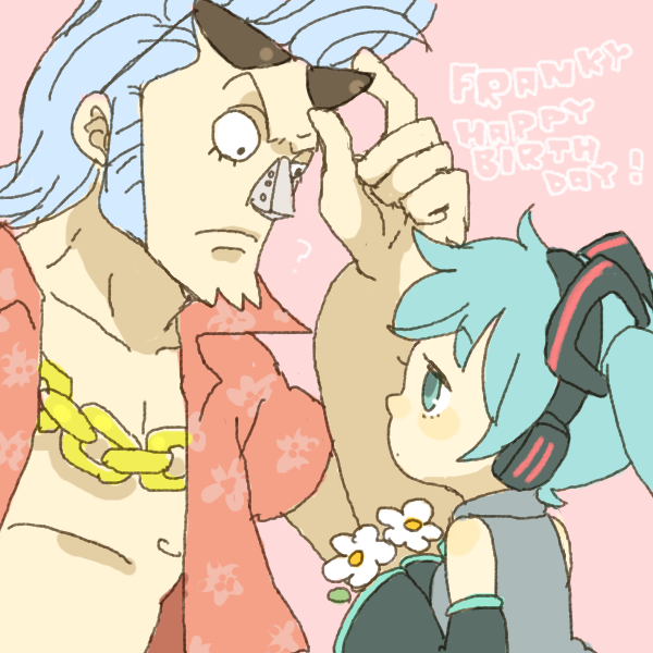 hatsune miku and franky (vocaloid and 1 more) drawn by yukke