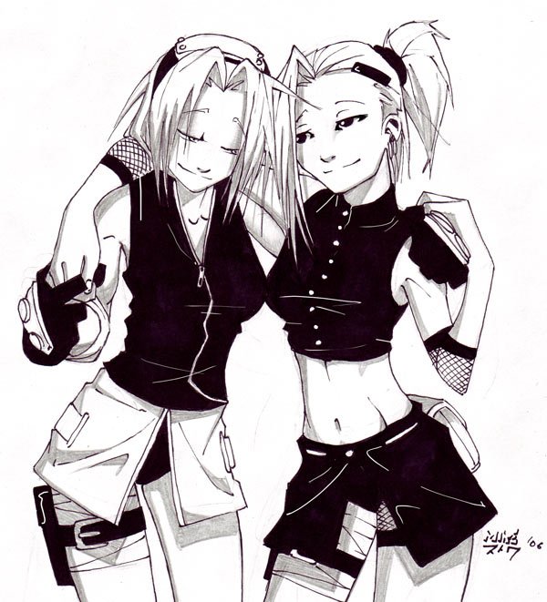 haruno sakura and yamanaka ino (naruto) drawn by vashperado