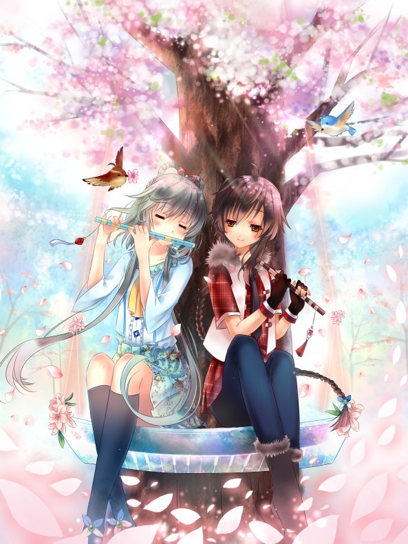 luo tianyi and yuezheng ling (vocaloid and 2 more) drawn by jiji_(381134808)