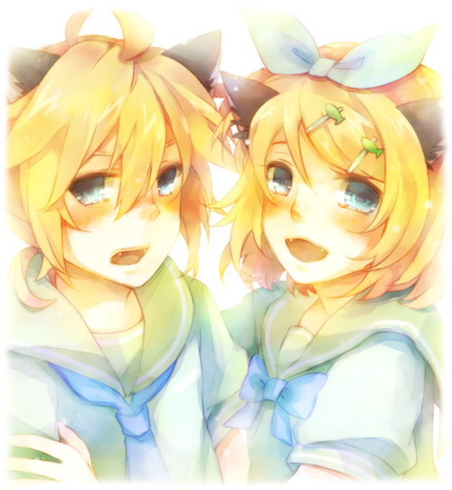 kagamine rin and kagamine len (vocaloid) drawn by mukkun