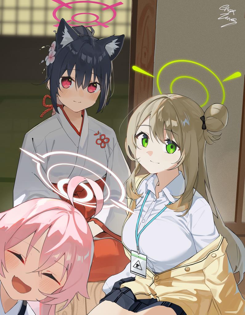hoshino, nonomi, and serika (blue archive) drawn by ericx_gasi