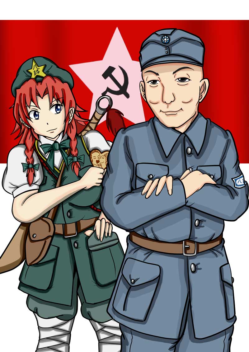 hong meiling, mars, and nie rongzhen (touhou and 2 more) drawn by mcentire_(seelow1945)