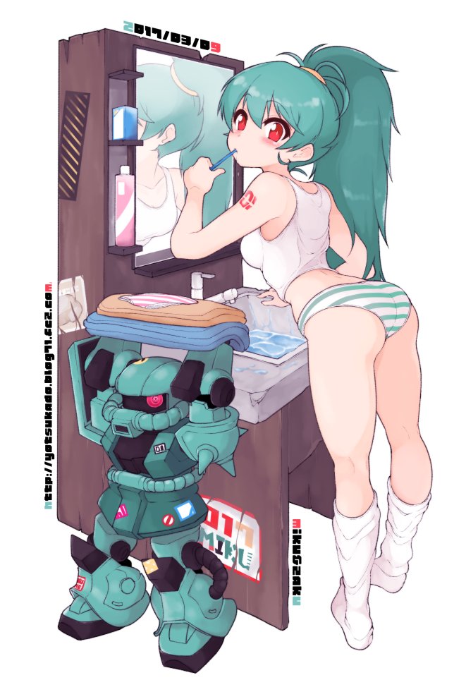 hatsune miku and zaku (vocaloid and 1 more) drawn by yajirushi_kaku