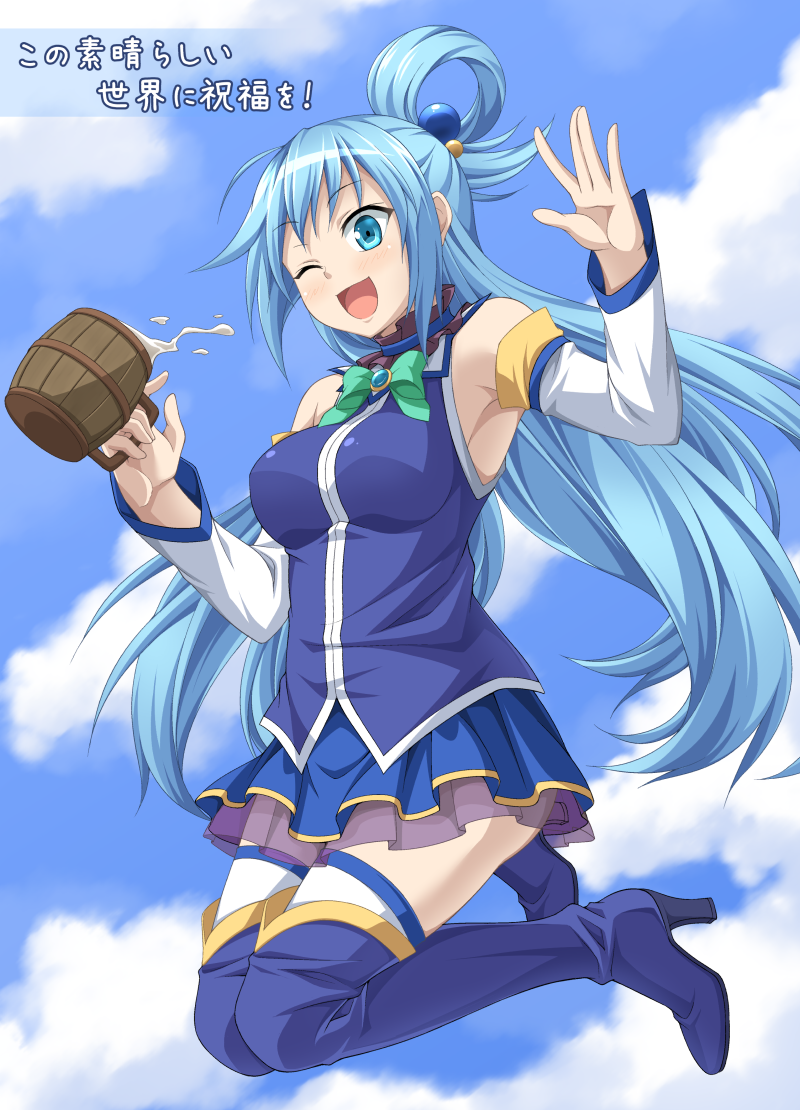aqua (kono subarashii sekai ni shukufuku wo!) drawn by kyuutou_(kyuutouryuu)