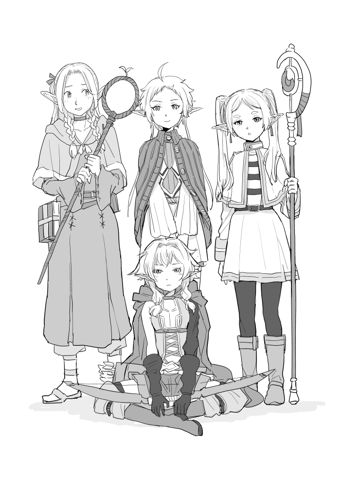 frieren, marcille donato, sylphiette, and high elf archer (sousou no frieren and 3 more) drawn by sawa04123873