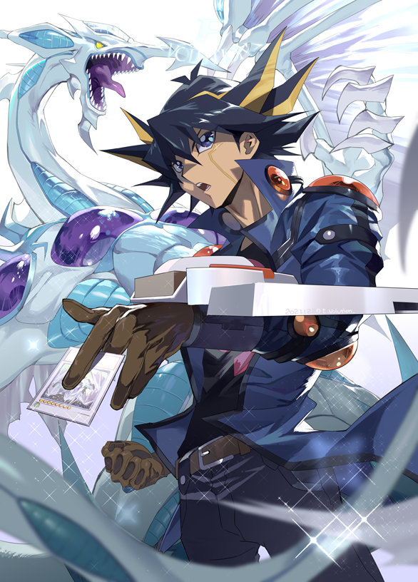 fudou yuusei and stardust dragon (yu-gi-oh! and 1 more) drawn by e_volution  | Danbooru