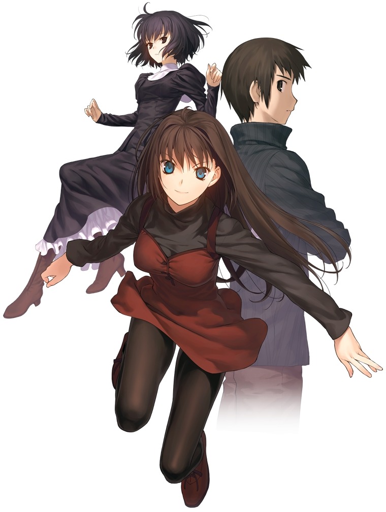aozaki aoko, kuonji alice, and shizuki soujuurou (mahou tsukai no yoru) drawn by koyama_hirokazu