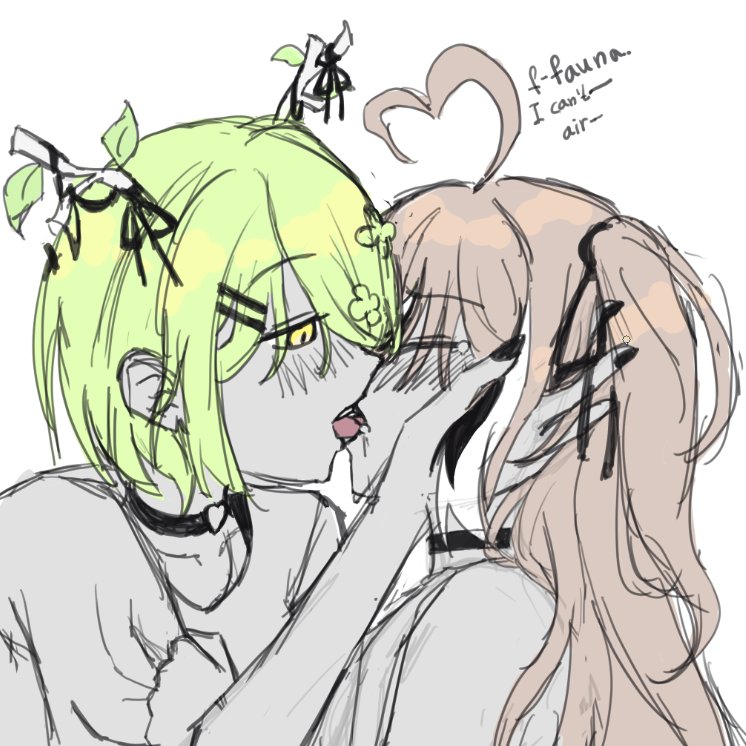 nanashi mumei and ceres fauna (hololive and 1 more) drawn by toast_00z
