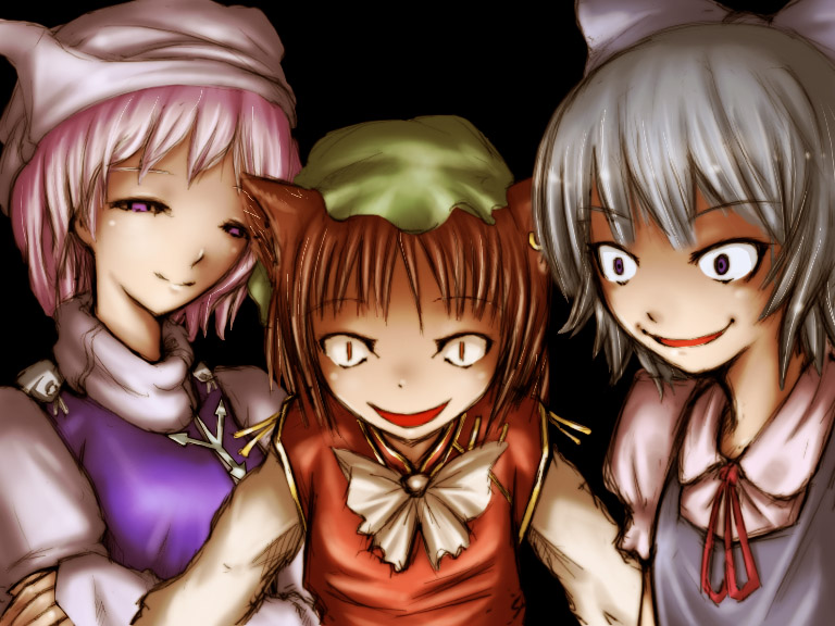 cirno, chen, and letty whiterock (touhou) drawn by verynezumi