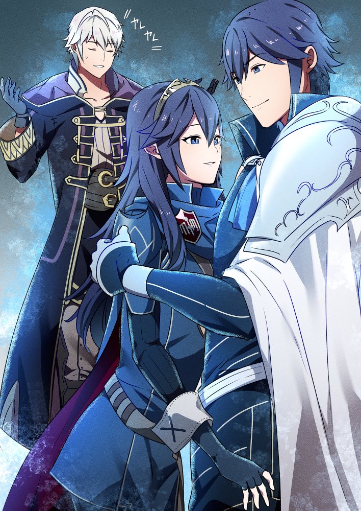 lucina, male robin, and chrom (fire emblem and 2 more) drawn by ameno_(a_meno0)