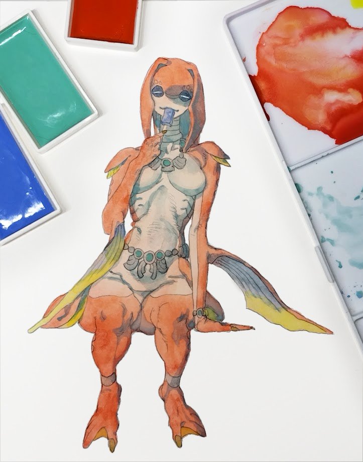 mipha (the legend of zelda and 1 more) drawn by dondonkokor