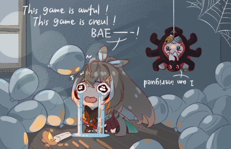 nanashi mumei, hakos baelz, smol mumei, and spider baelz (hololive and 1 more) drawn by onecolo133