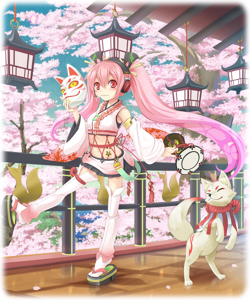 hatsune miku and sakura miku (vocaloid) drawn by wapokichi
