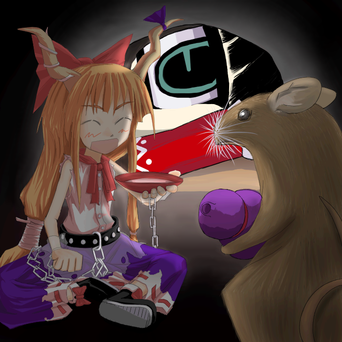 hakurei reimu and ibuki suika (touhou) drawn by hibashi_(coolier)