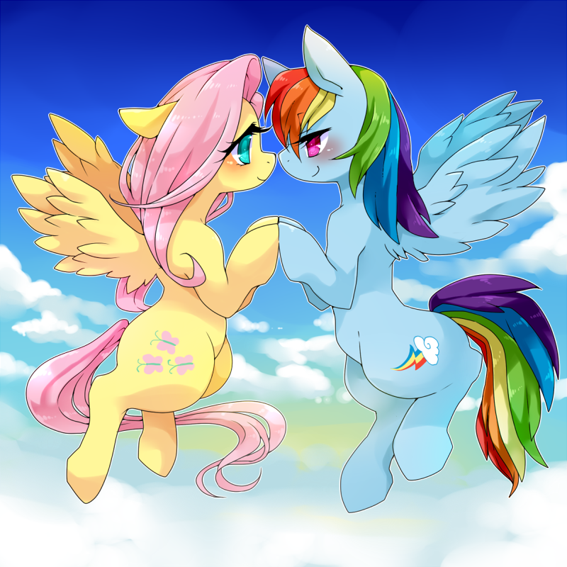 fluttershy and rainbow dash (my little pony and 1 more) drawn by zakro