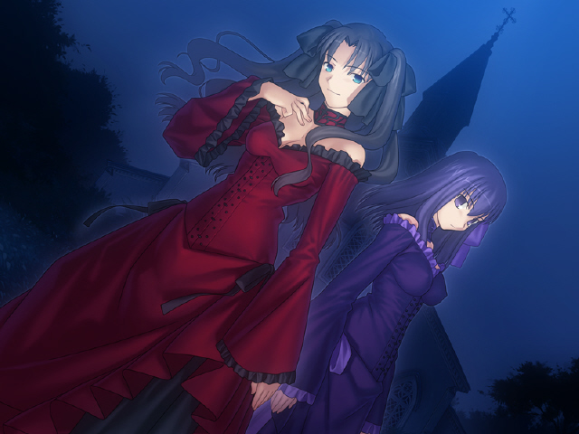 tohsaka rin and matou sakura (fate and 2 more) drawn by takeuchi_takashi