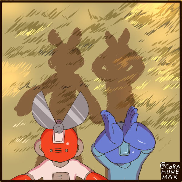 mega man and cut man (mega man and 1 more) drawn by coramune