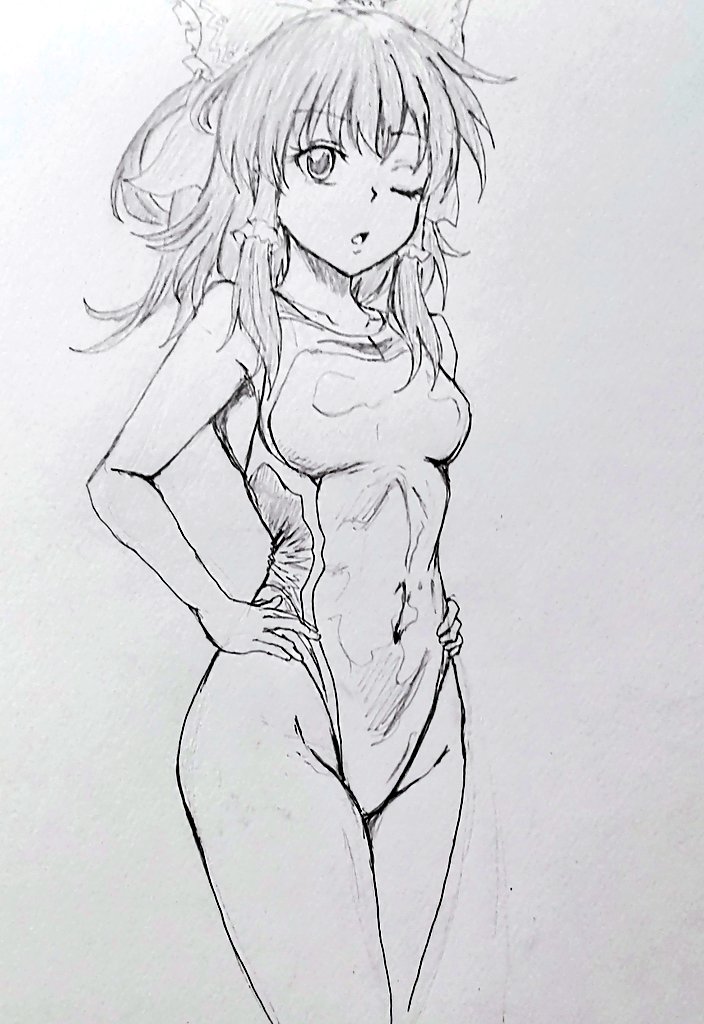 hakurei reimu (touhou) drawn by d-m_(dii_emu)