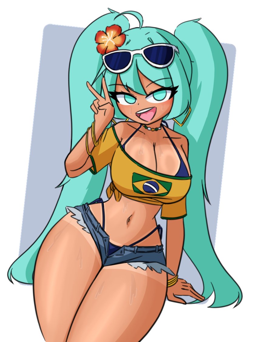 hatsune miku and brazilian miku (vocaloid) drawn by aviyne