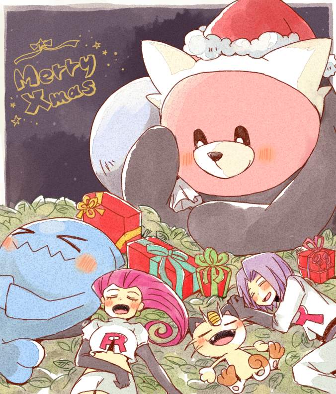 jessie, james, meowth, wobbuffet, and bewear (pokemon and 1 more) drawn by atsumi_yoshioka