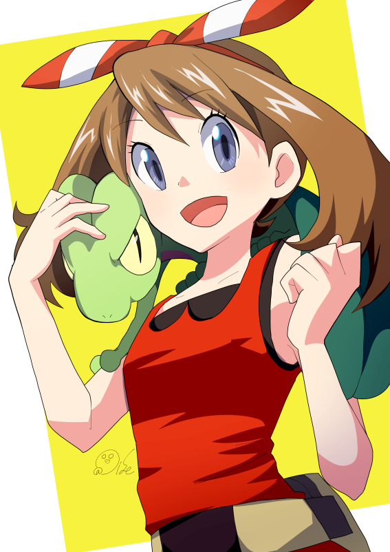 may and treecko (pokemon and 1 more) drawn by oooise