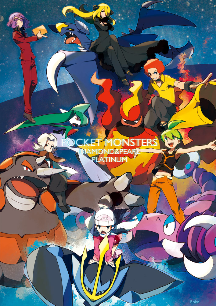 dawn, cynthia, garchomp, gallade, empoleon, and 7 more (pokemon and 2 more) drawn by kurochiroko