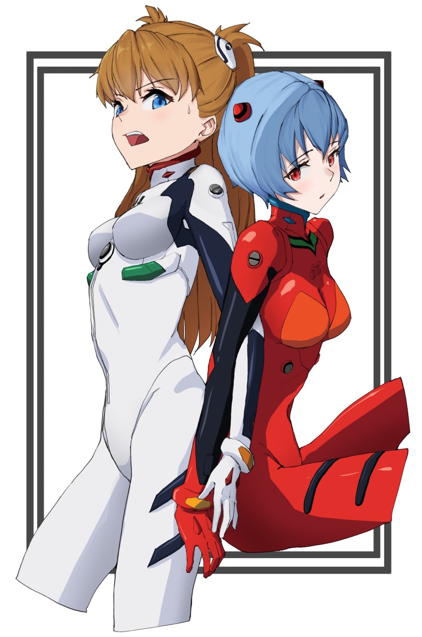 souryuu asuka langley and ayanami rei (neon genesis evangelion) drawn by drawfag