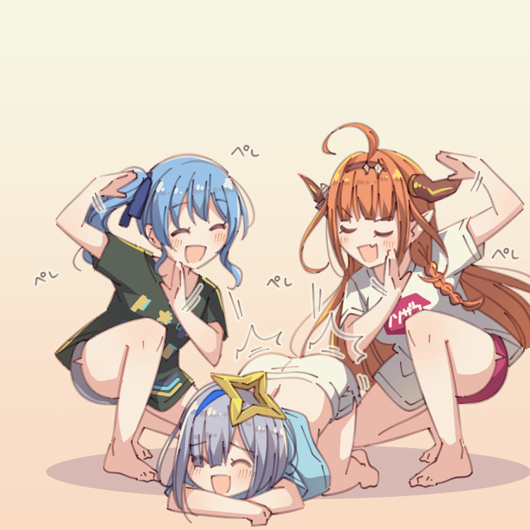 hoshimachi suisei, amane kanata, and kiryu coco (hololive) drawn by ayasaka