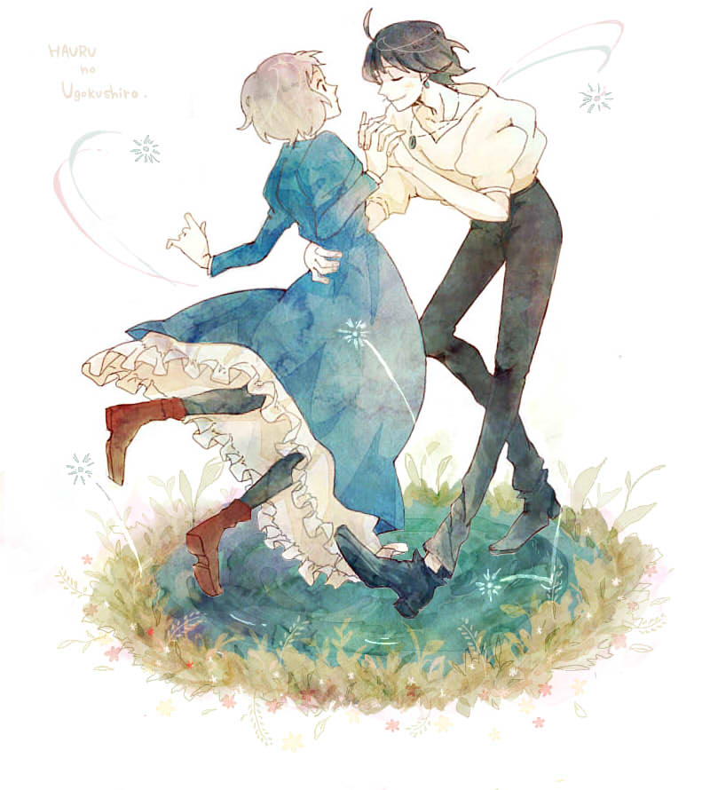 howl pendragon and sophie hatter (studio ghibli and 1 more) drawn by riyo_(korokke)