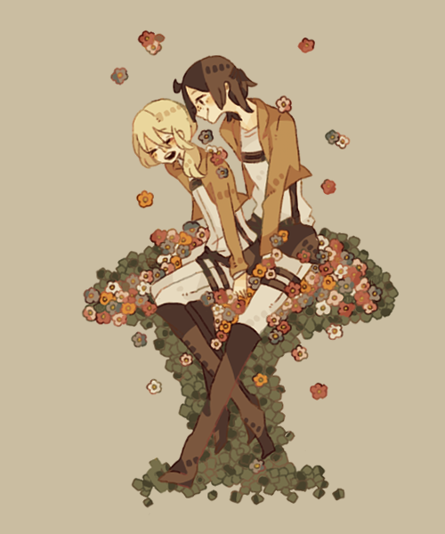 krista lenz and ymir (shingeki no kyojin) drawn by ie_(niwaniwa)