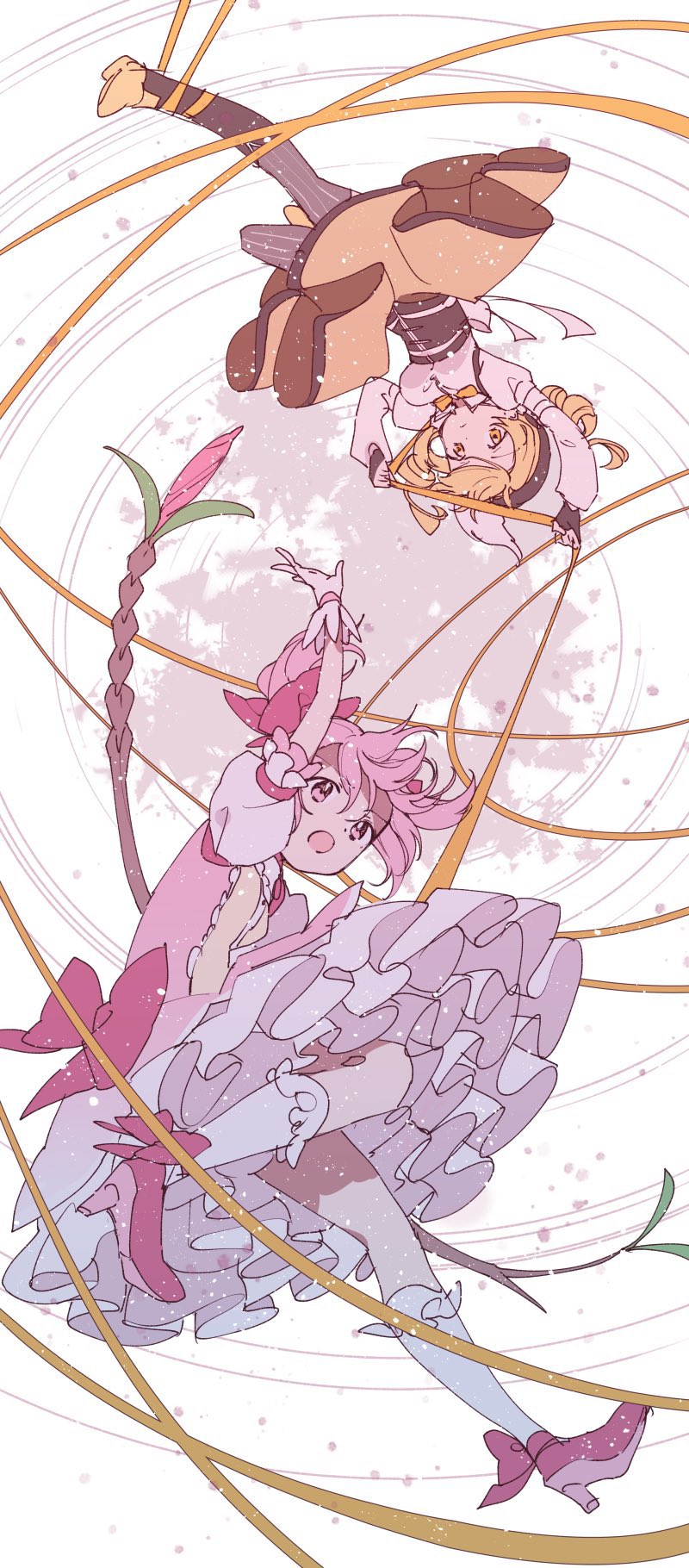 kaname madoka and tomoe mami (mahou shoujo madoka magica) drawn by ayumaru_(art_of_life)
