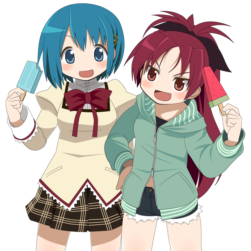 miki sayaka and sakura kyoko (mahou shoujo madoka magica) drawn by kuro_chairo_no_neko