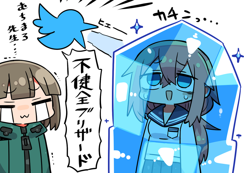 twitter bird, muchimaro-chan, and kanikama (original and 1 more) drawn by kanikama