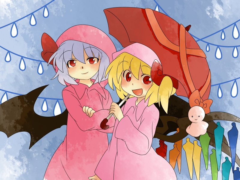 remilia scarlet and flandre scarlet (touhou) drawn by hammer_(sunset_beach)