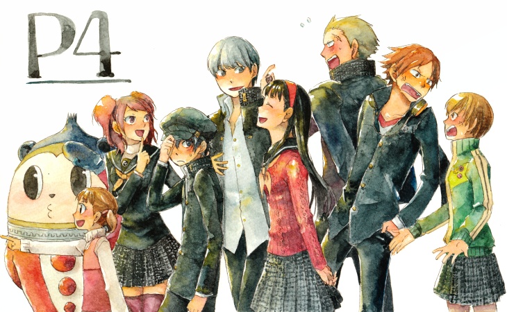 narukami yu, shirogane naoto, satonaka chie, kujikawa rise, amagi yukiko, and 4 more (persona and 1 more) drawn by deboo