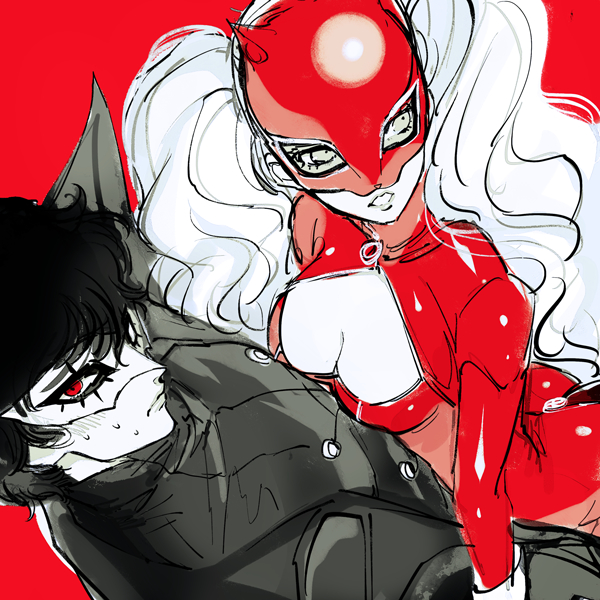 amamiya ren, takamaki anne, joker, and panther (persona and 1 more) drawn by zakki