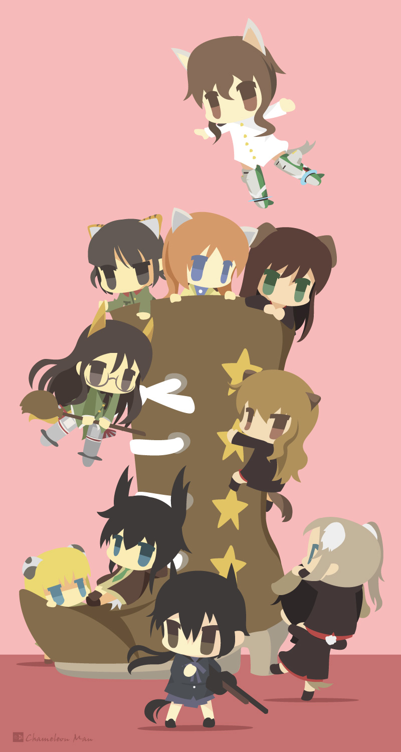 takei junko, fernandia malvezzi, federica n. doglio, luciana mazzei, martina crespi, and 6 more (world witches series and 1 more) drawn by chameleon_man_(three)