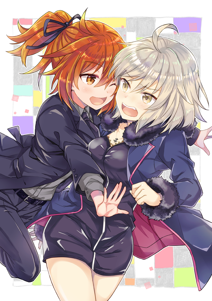 fujimaru ritsuka and jeanne d'arc alter (fate and 1 more) drawn by takitarou