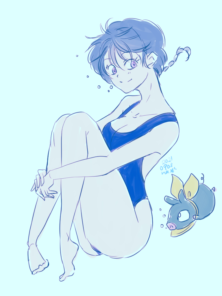 ranma-chan and p-chan (ranma 1/2) drawn by nannno0007