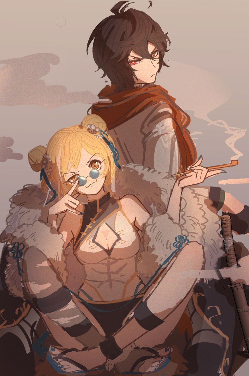 djeeta, sandalphon, and silverroar's swiftclaw (granblue fantasy) drawn by p_okate