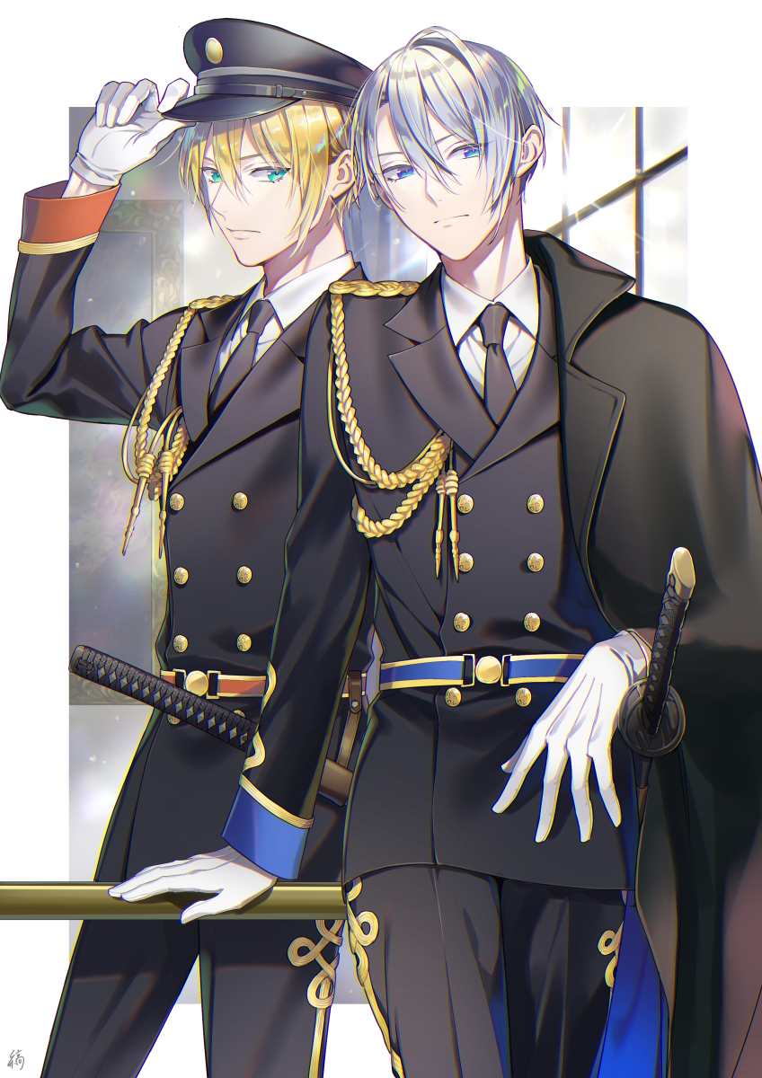 yamanbagiri kunihiro and yamanbagiri chougi (touken ranbu) drawn by noes