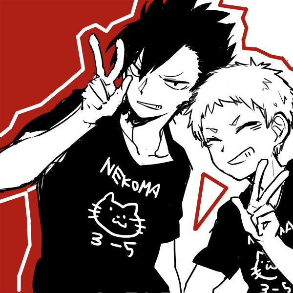 kuroo tetsurou and yaku morisuke (haikyuu!!) drawn by saku_anna